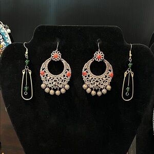 2 Pair of Boho Vintage Dangle Earrings.